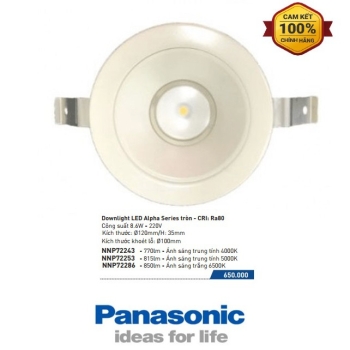 Đèn LED âm trần Panasonic 8.6W NNP72286 Alpha Series tròn
