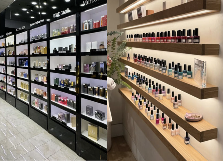 Gợi ý bố trí đèn spotlight Kingled chiếu tủ kệ trưng bày cho cửa hàng thời trang, mỹ phẩm